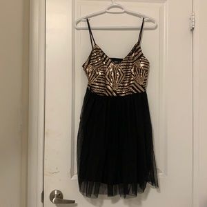 High Waisted Rose Gold Sequin Dress